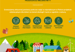 Certyfikat potwierdzający udział w programie edukacyjnym "Kubusiowi Przyjaciele Natury"